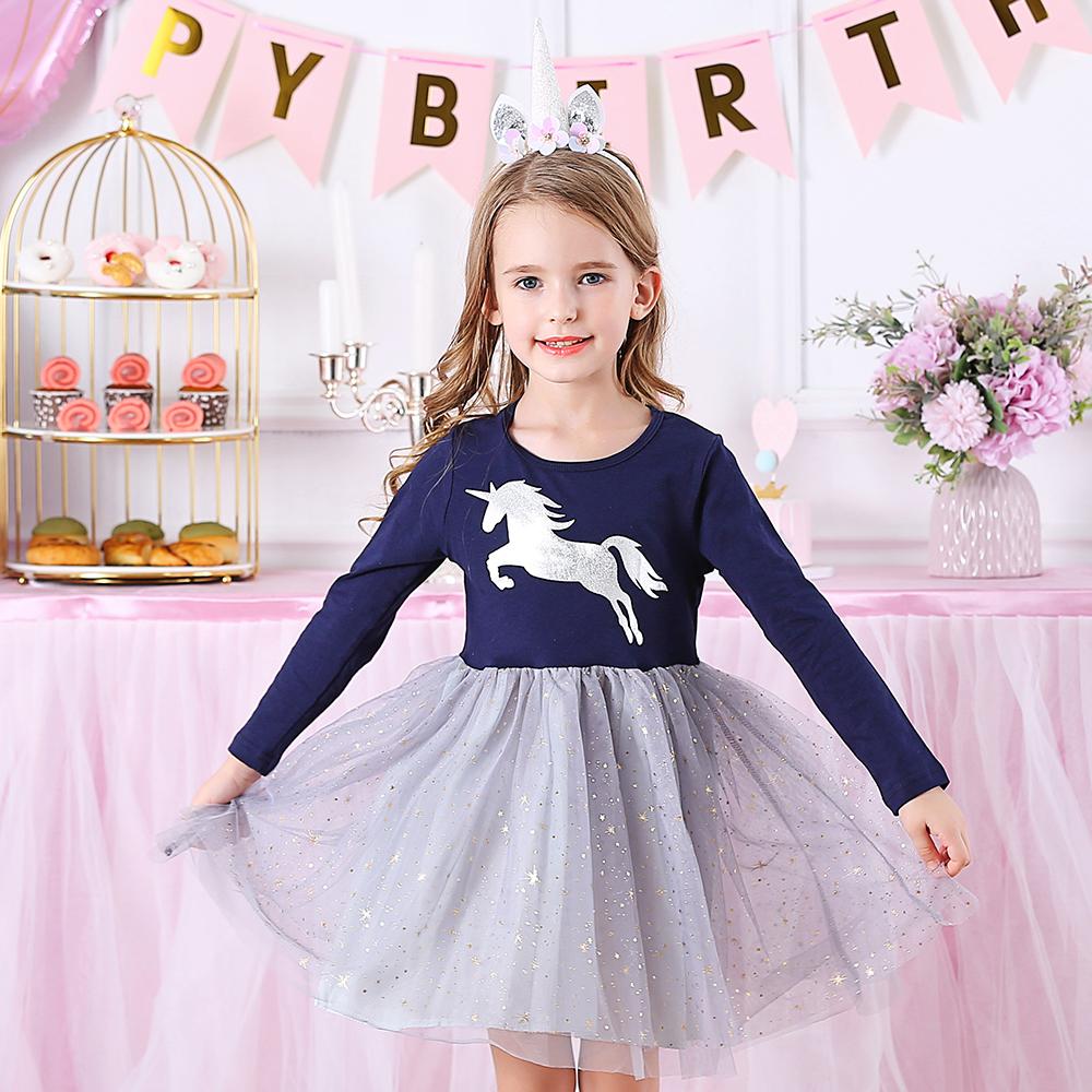 Unicorn Pattern Starry Slay Tulle Girl Tutu Dress for Toddler