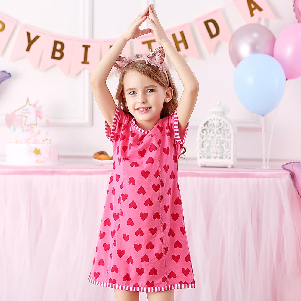 Love Heart Pattern Toddler Girl Cotton Short Sleeve A-Line Dress