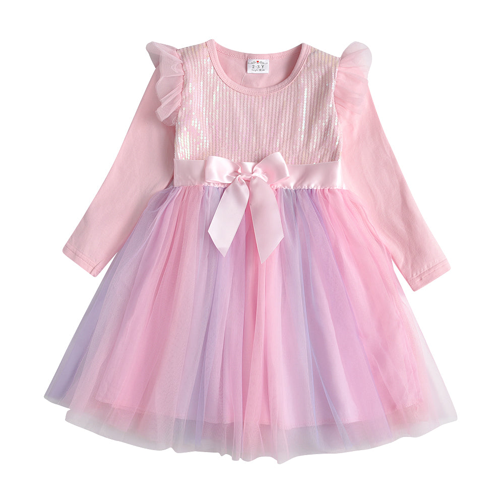 Colorful Sequined Princess Butterfly Fall Winter Toddler Tutu Girl Dress