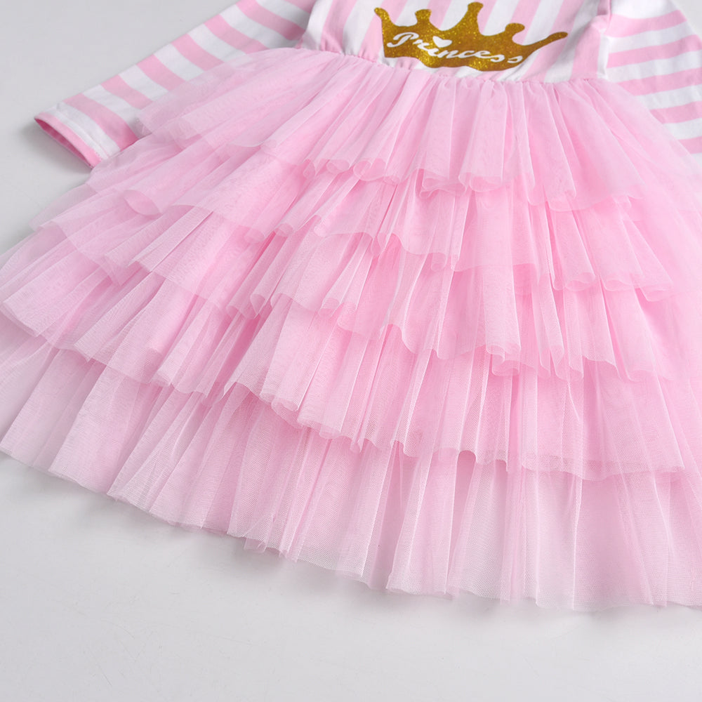 Princess Crown Glitter Soft Layered Tulle Toddler Girl Dress