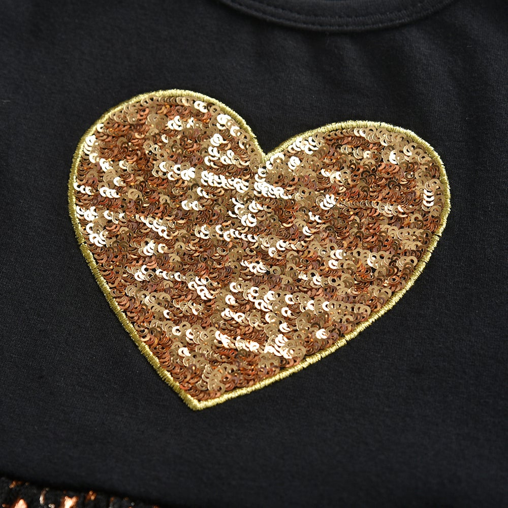 2Y-8Y Girls Summer Dress Sparkle Sequins Love Heart Dress Sleeveless Tulle Tutu Dress