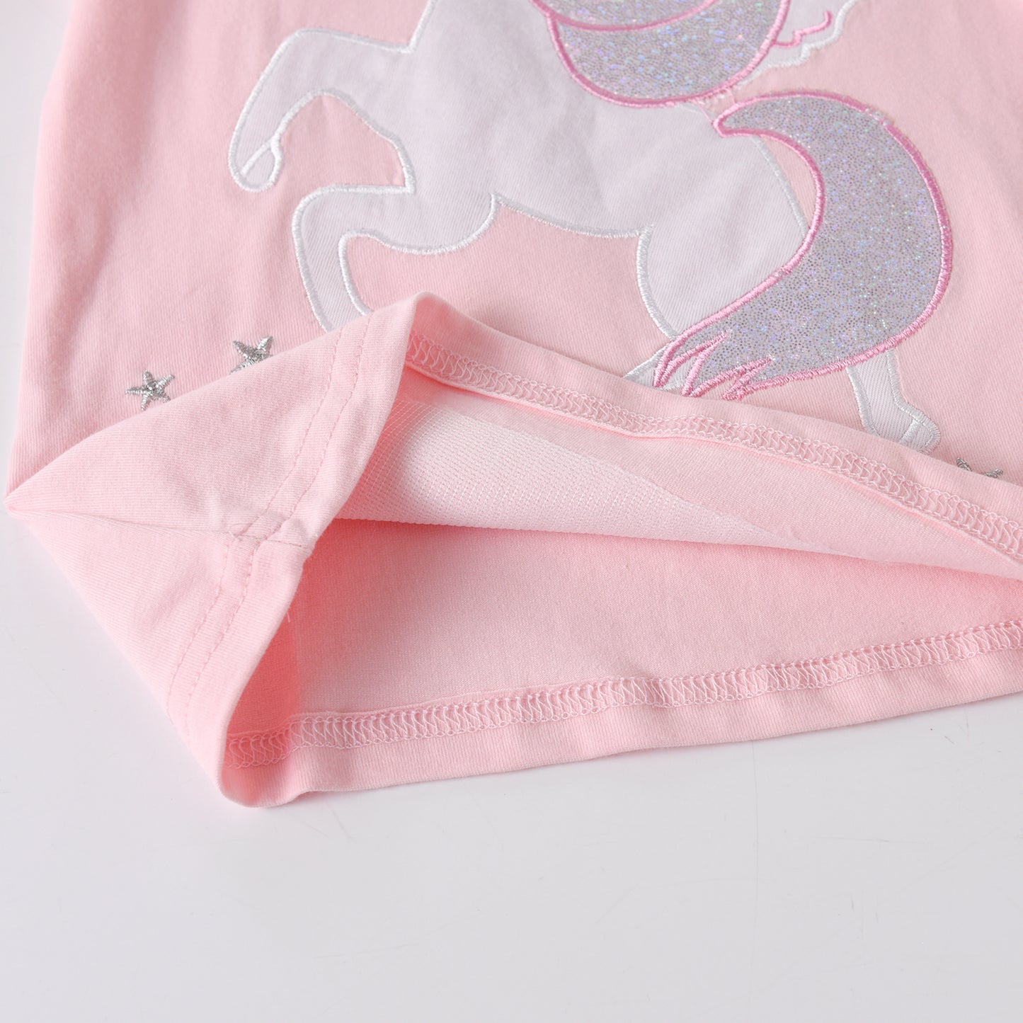 Embroidered Unicorn Star Ruffle Long Sleeve Pink Sweatshirt for 3-8T Girl Toddler