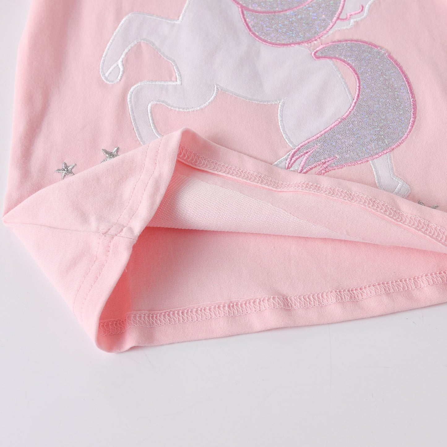 2PCS Girls Casual T-Shirts Sets Embroidered Unicorn Sweatshirt + Seuqins Butterfly Top