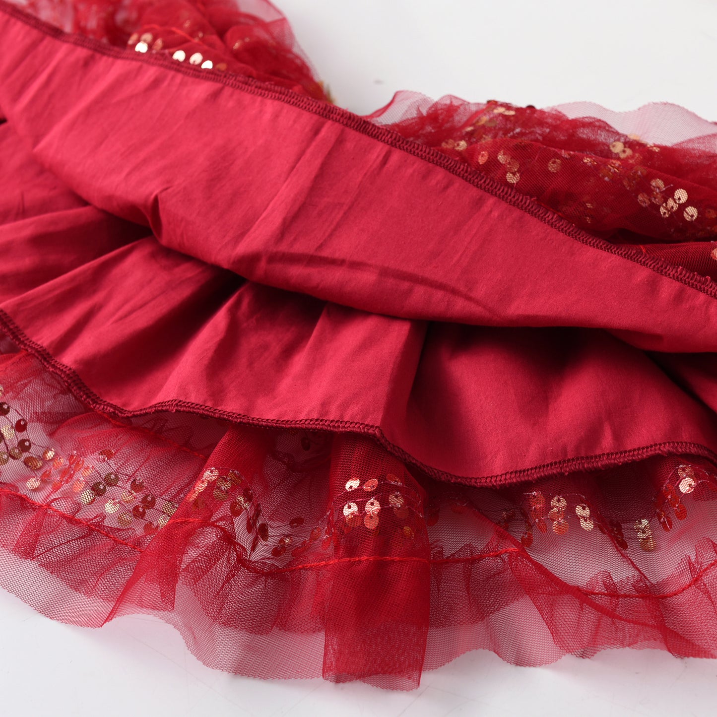 2Y-8Y Sequins Red Ruffle Tutu Skirts for Girls Toddler