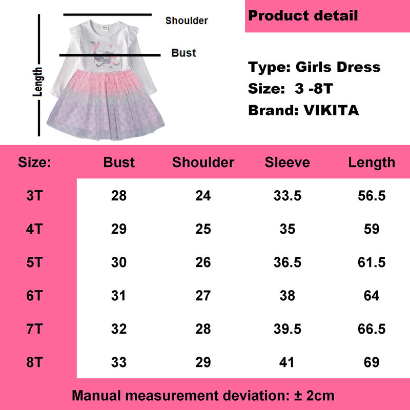Mermaid Pattern Colorful Tulle Fall Winter Toddler Tutu Dress