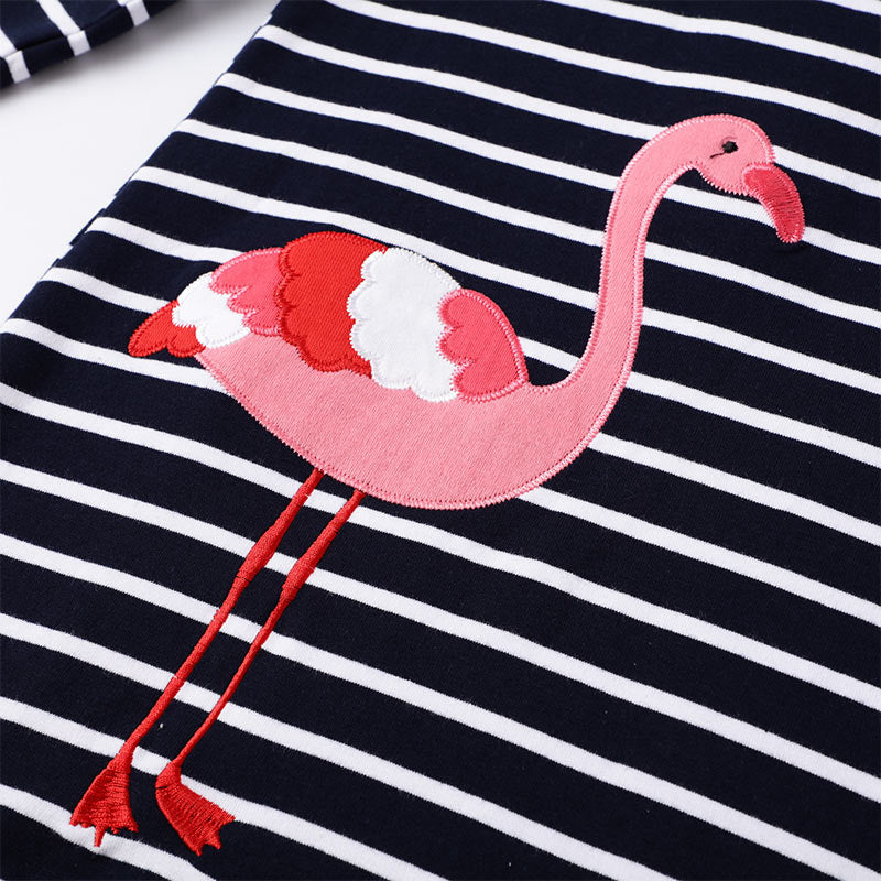 Flamingo A Line Cotton Striped Dresses for Girls Toddler