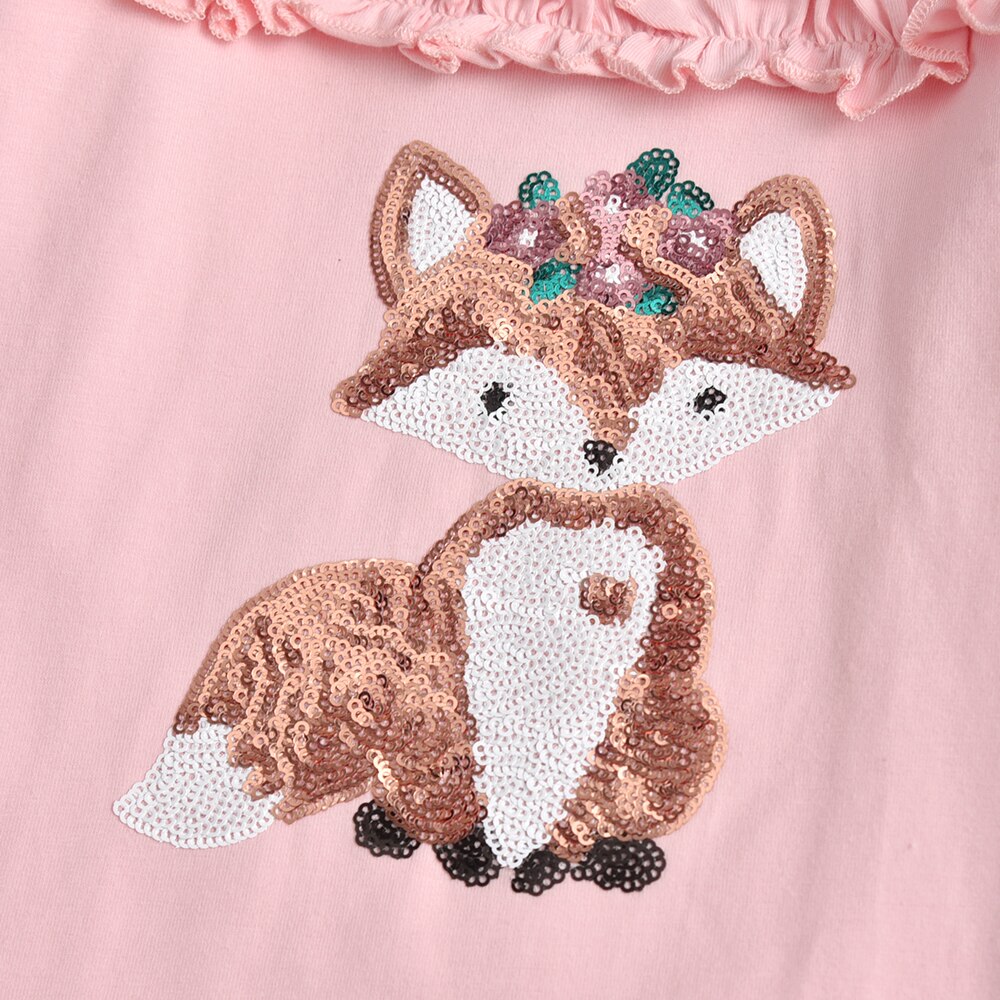 VIKITA Girls Long Sleeve Tees Children T-shirt Bottoming Shirt Kids Spring Autumn Cartoon Tops Sequins T-shirt Children Clothing