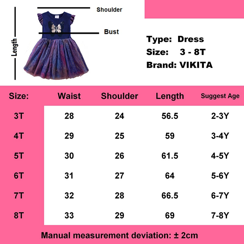 Girl Summer Dress Sequins Fox Kids Flare Sleeve Dress Starry Sky Tulle Tutu Dress