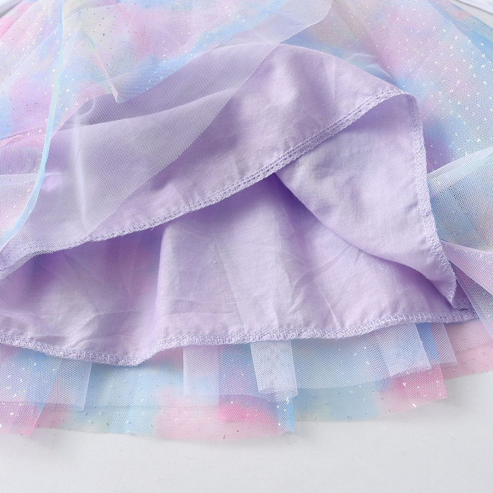 Butterfly Sequined Colorful Tulle Girl Toddler Long Sleeve Dress