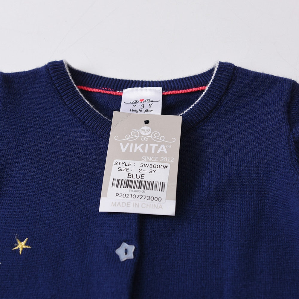 Planet Sequined Spring Autumn Knitted Cardigan Sweaters for Toddler Children Kids Outwear