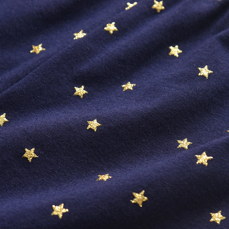 Sequins Fox Cotton Long Slevee T-Shirt and Star Leggings Pants Girl Toddler Clothing Sets