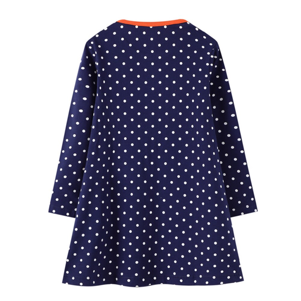 VIKITA Unicorn Dots Long Sleeve Girl Kids Cotton A-Line Dress