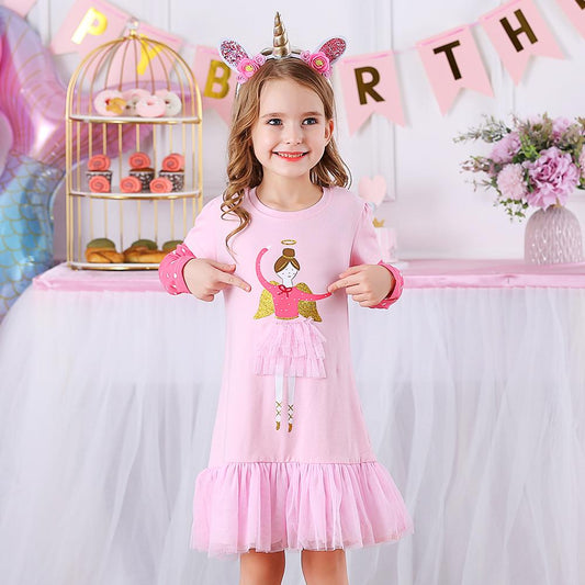 Little Angle Soft Cotton A-Line Toddler Girl Casual Dress