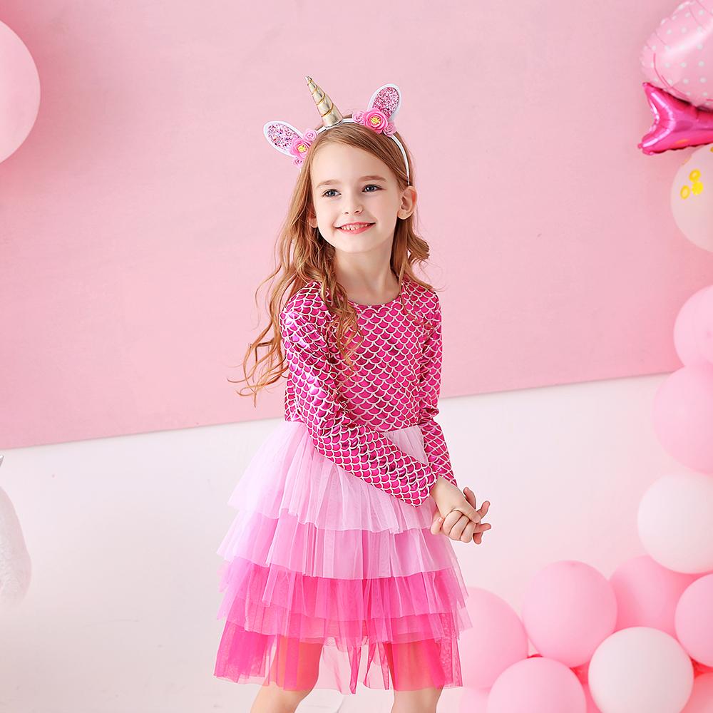 Pink Mermaid Layered Soft Tulle Toddler Tutu Dress 3-8T