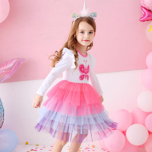 Lovely Butterfly Colorful Tulle Toddler Tutu Dress for Daily School