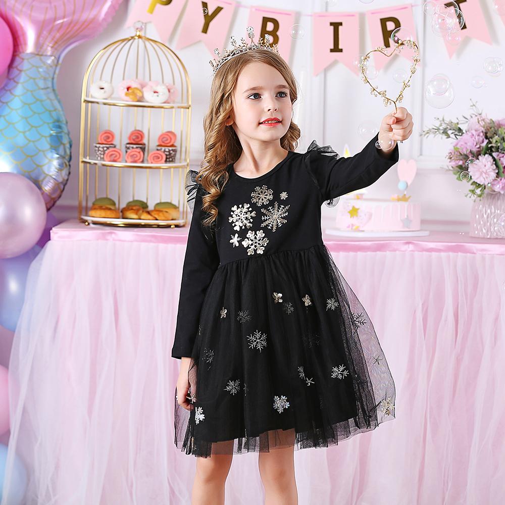 Snow Pattern Black Toddler Tutu Dress for Brithday Gift Party Wearing