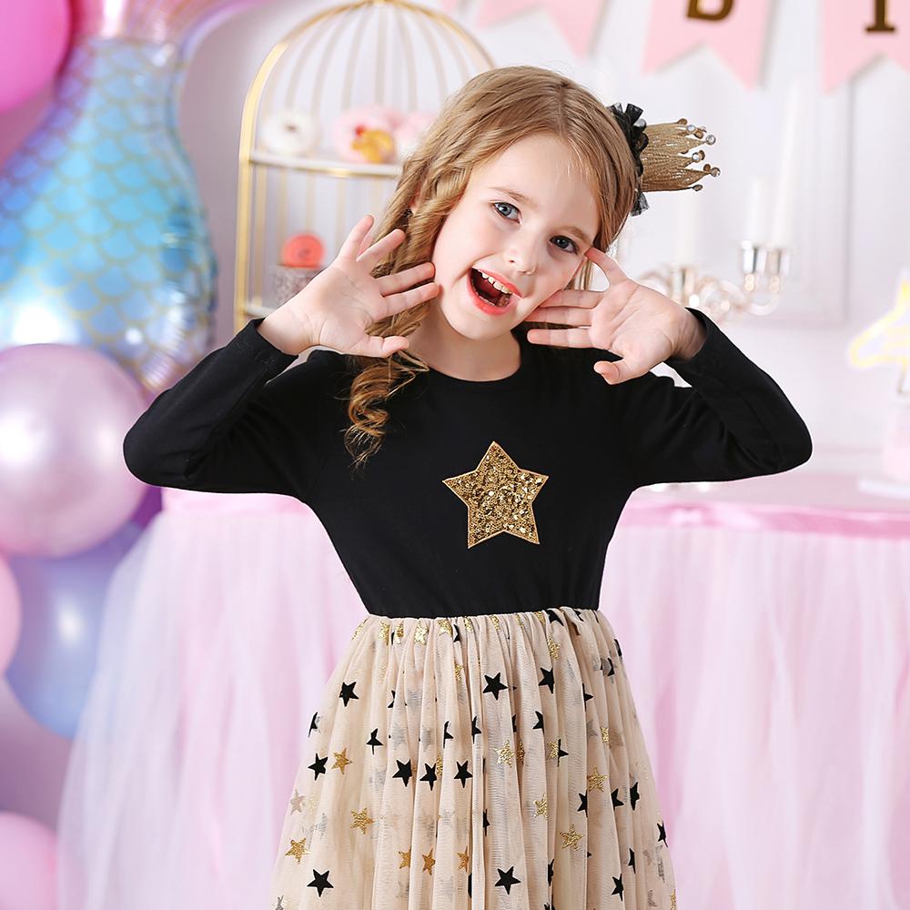 Star Glitter Soft Tulle Toddler Fall Winter Tutu Dress for School