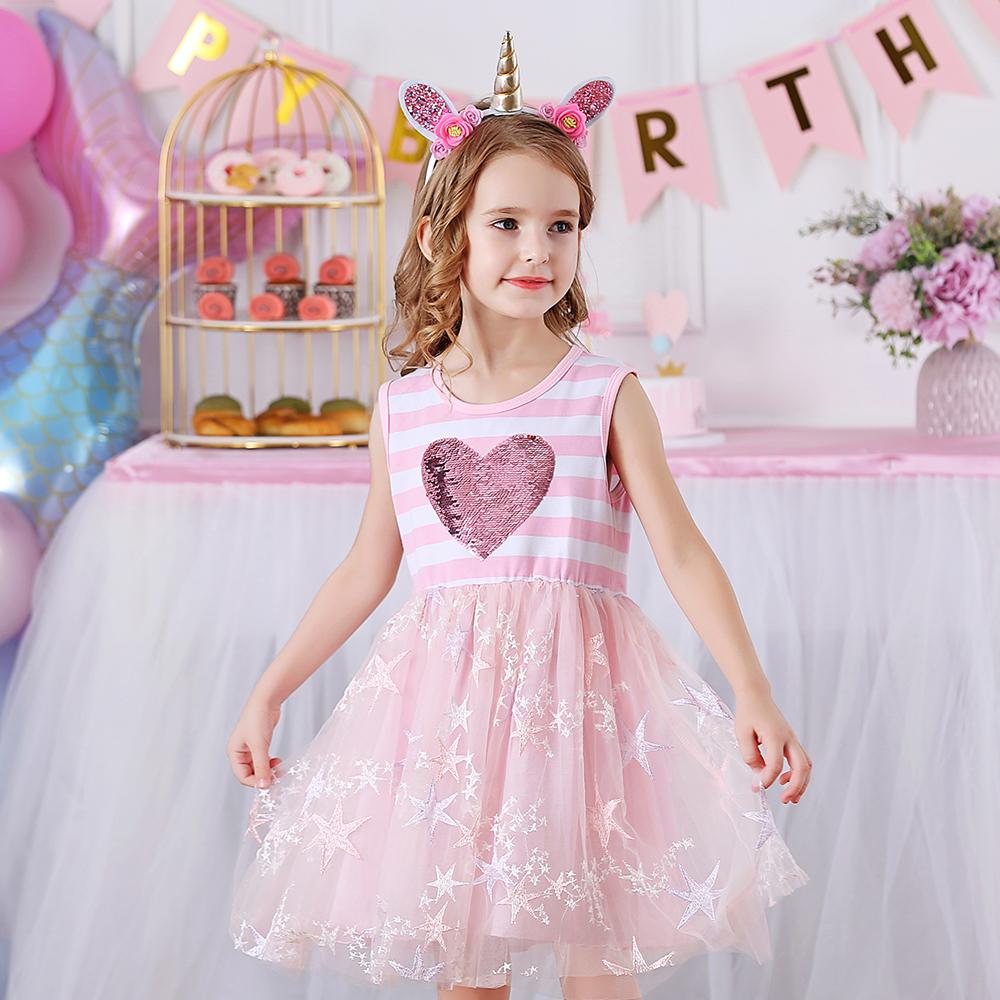 Color Block Love Beads Summer Tutu Girl Toddler Dress for Daily Casual School