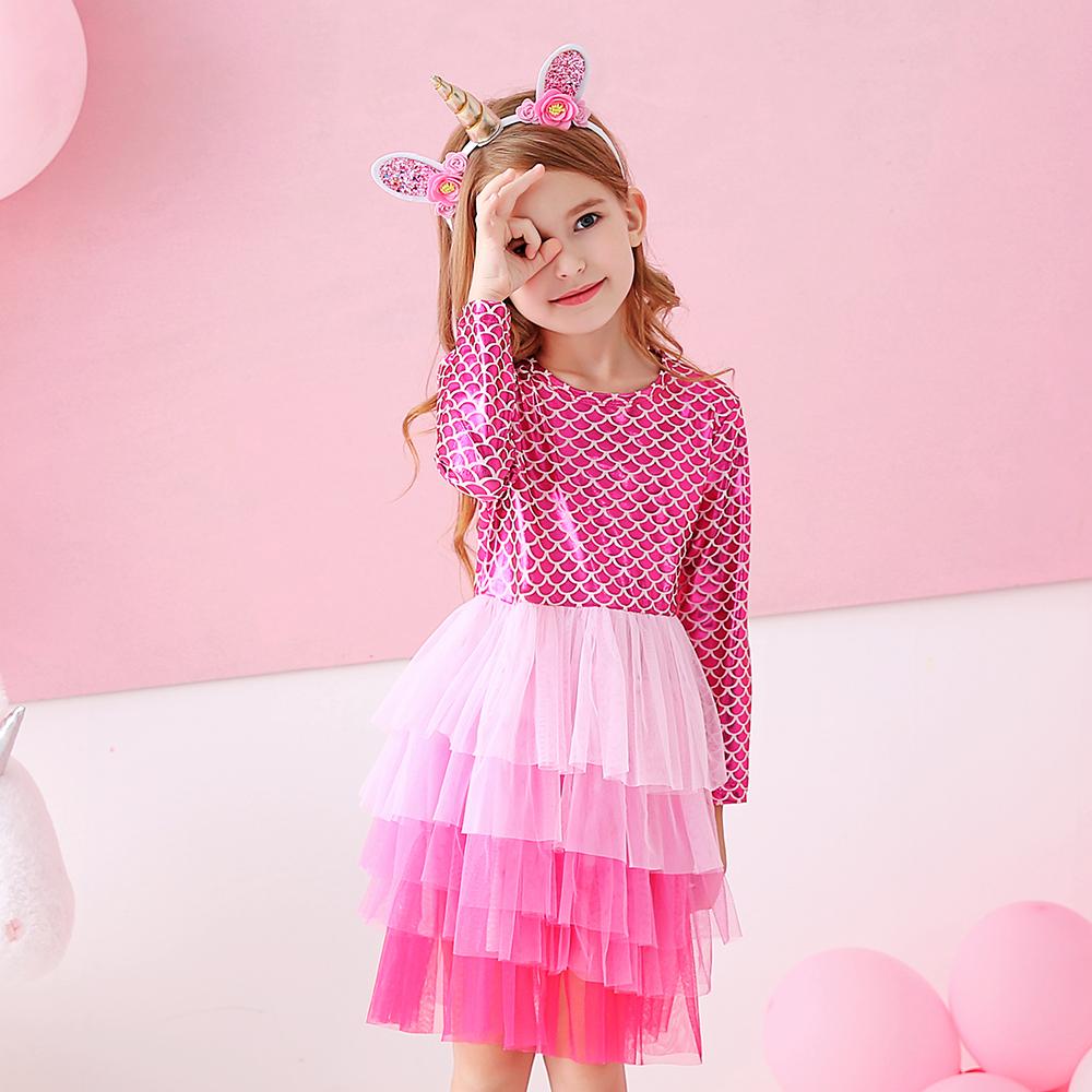 Pink Mermaid Layered Soft Tulle Toddler Tutu Dress 3-8T