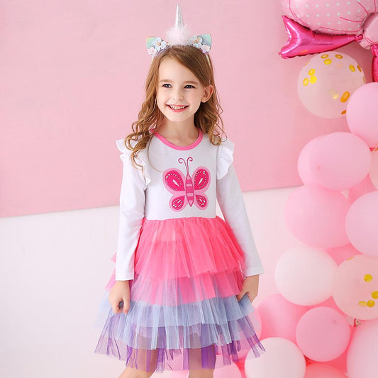 Lovely Butterfly Colorful Tulle Toddler Tutu Dress for Daily School
