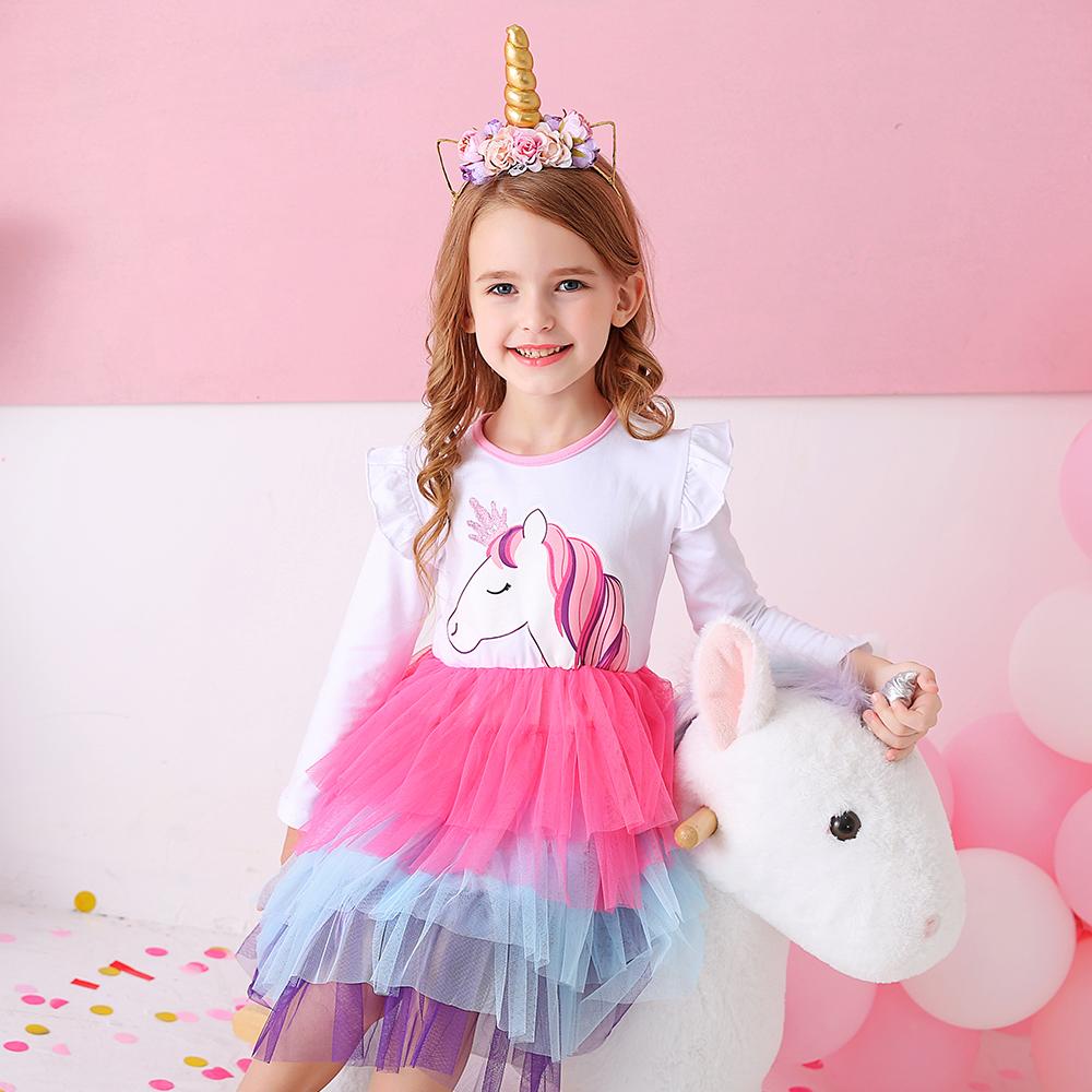 Cartoon Unicorn Colorful Layered Tulle Toddler Girl Tutu Dress