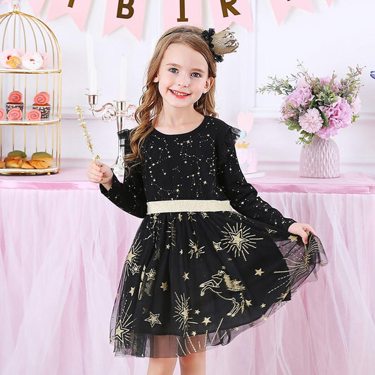 Drem Unicorn Pattern Party Tutu Gift Dress for Toddler Girl