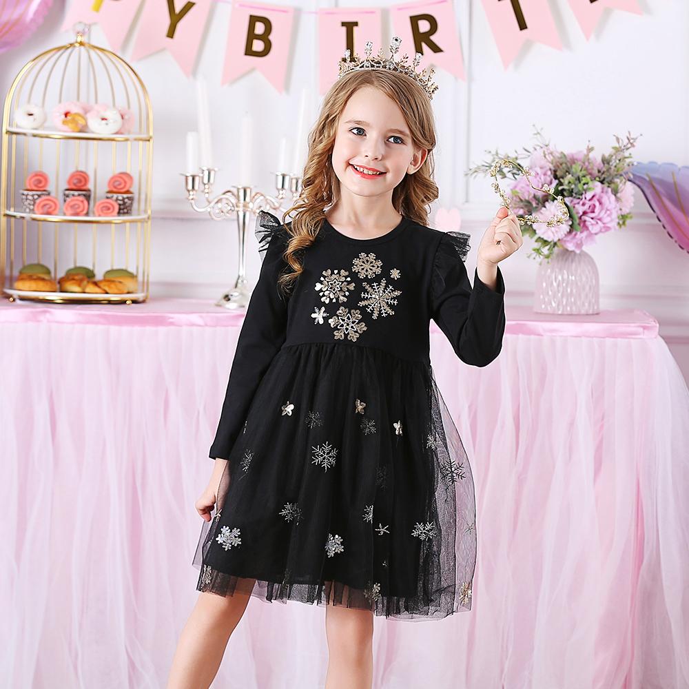 Snow Pattern Black Toddler Tutu Dress for Brithday Gift Party Wearing