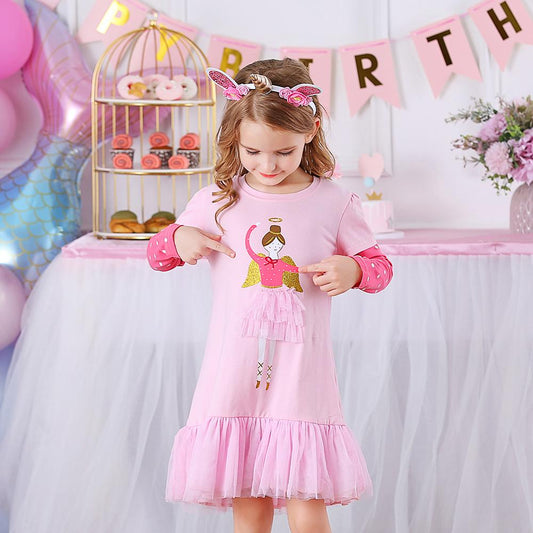 Little Angle Soft Cotton A-Line Toddler Girl Casual Dress