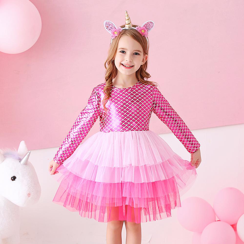 Pink Mermaid Layered Soft Tulle Toddler Tutu Dress 3-8T