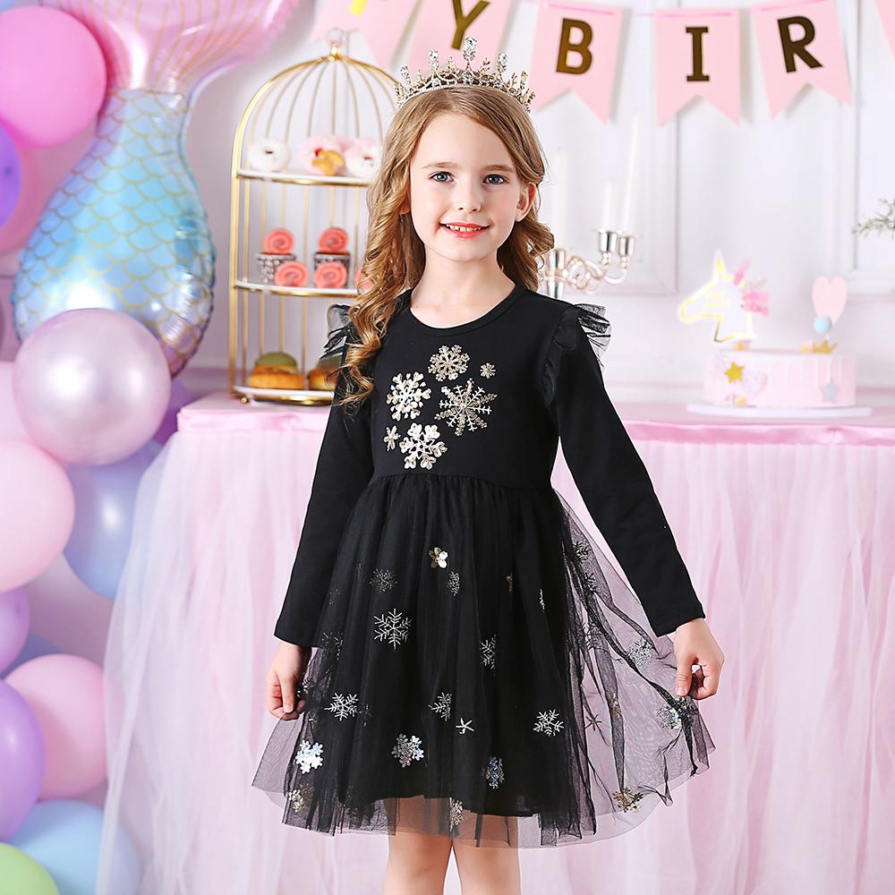 Snow Pattern Black Toddler Tutu Dress for Brithday Gift Party Wearing