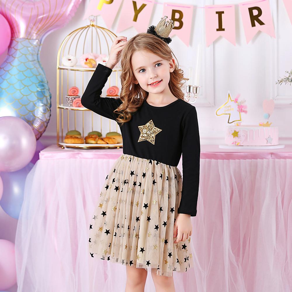 Star Glitter Soft Tulle Toddler Fall Winter Tutu Dress for School