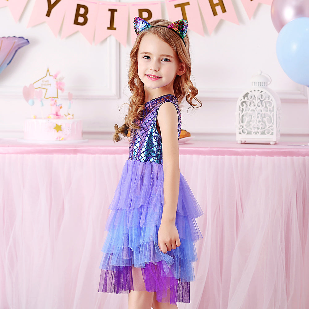 3-8T Princess Mermaid Toddler Tutu Girl Dress for Brithday Party