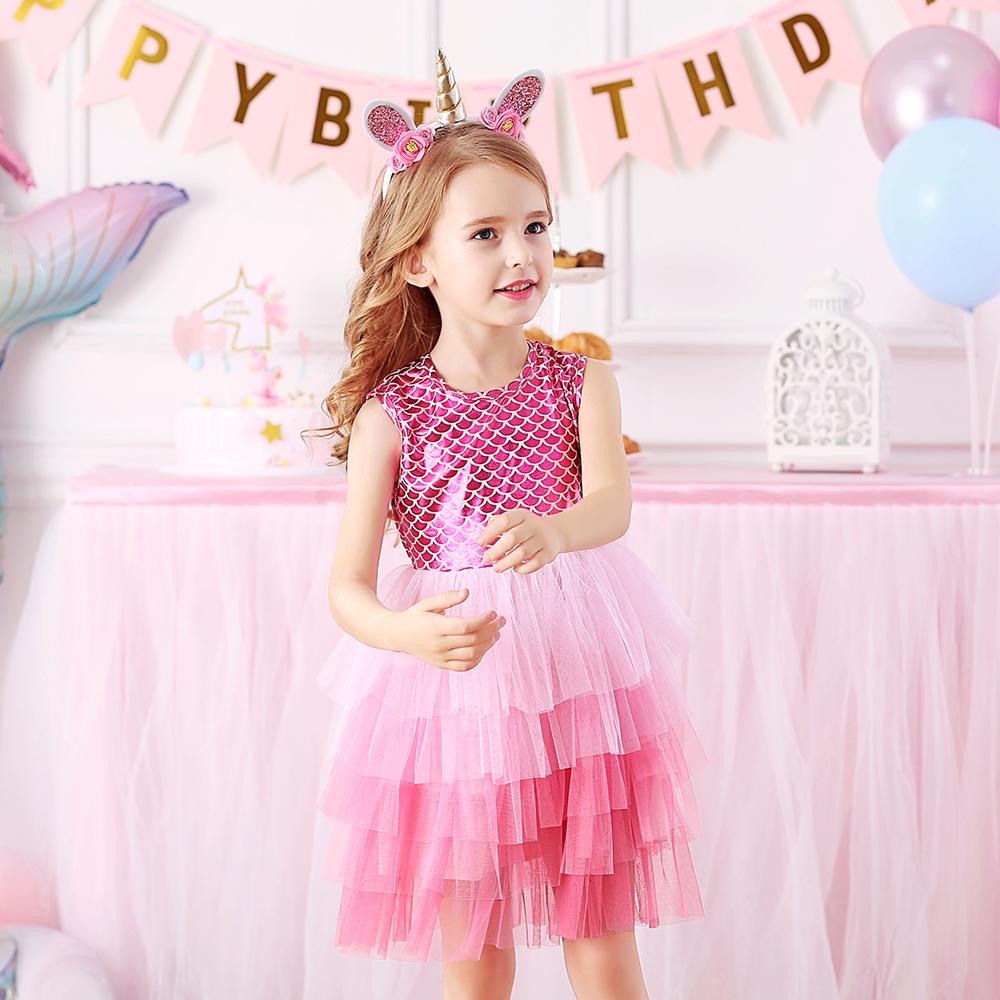 3-8T Princess Mermaid Toddler Tutu Girl Dress for Brithday Party