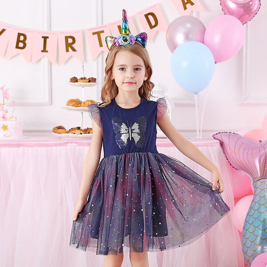 Butterfly Perler Beads Toddler Tutu Girl Dress for Daily Party 3-8T