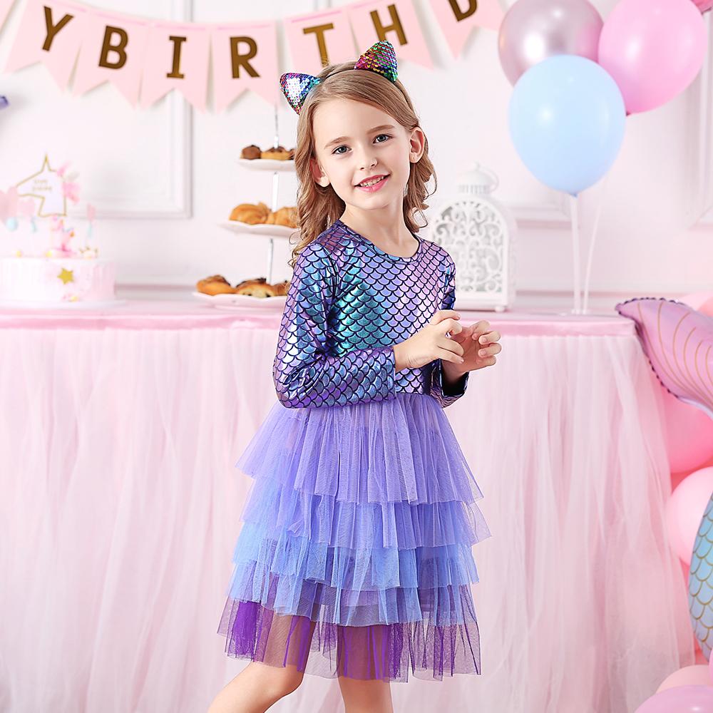 Purple Princess Mermaid Layered Tulle Toddler Girl Tutu Dress for Party