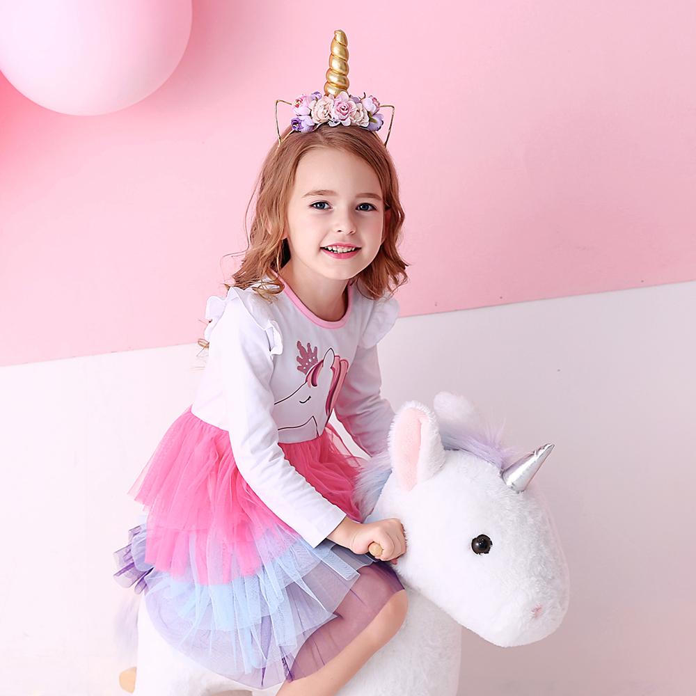 Cartoon Unicorn Colorful Layered Tulle Toddler Girl Tutu Dress