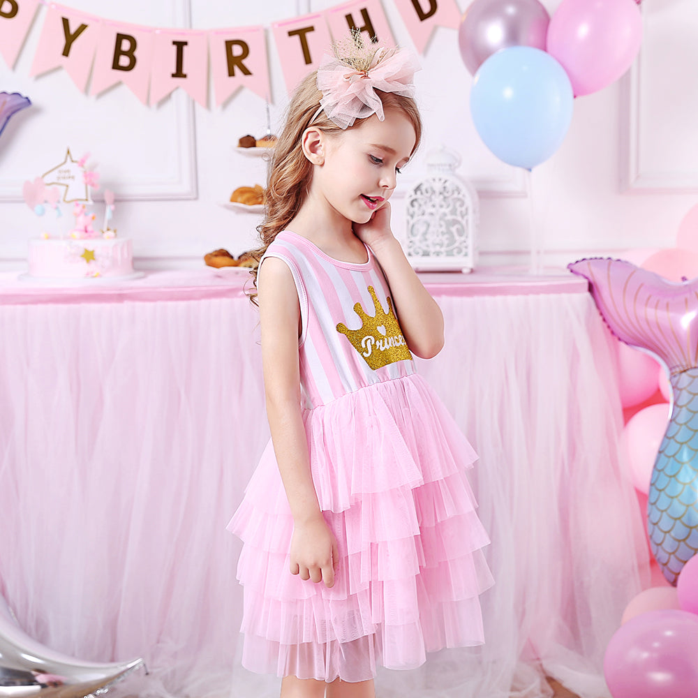 Toddler Summer Glitter Grown Princess Tutu Girl Dress Layered Party Dress for 3-8T