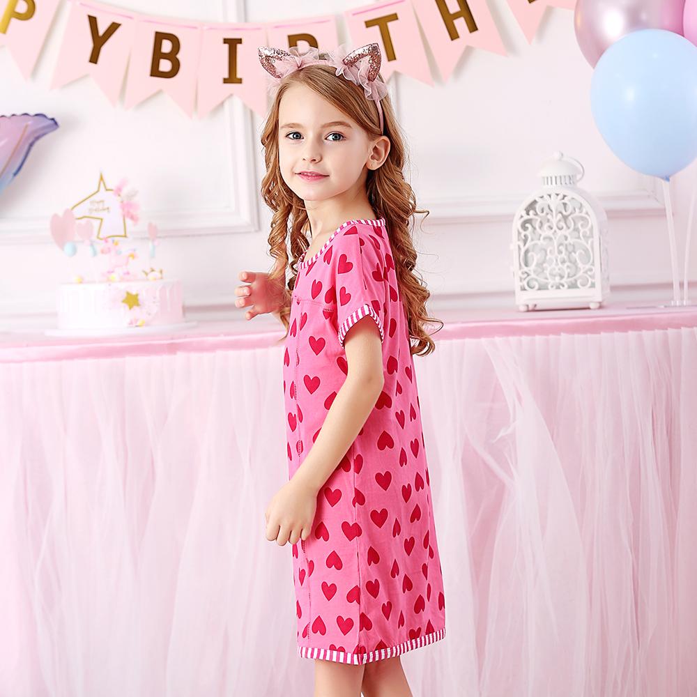 Love Heart Pattern Toddler Girl Cotton Short Sleeve A-Line Dress