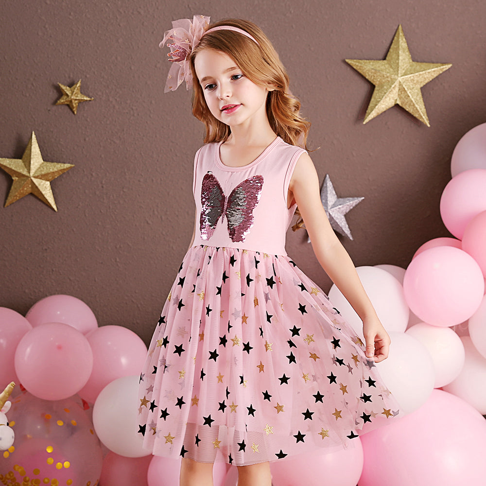 Bling Butterfly Beads Toddler Tutu Dress with Star Soft Tulle