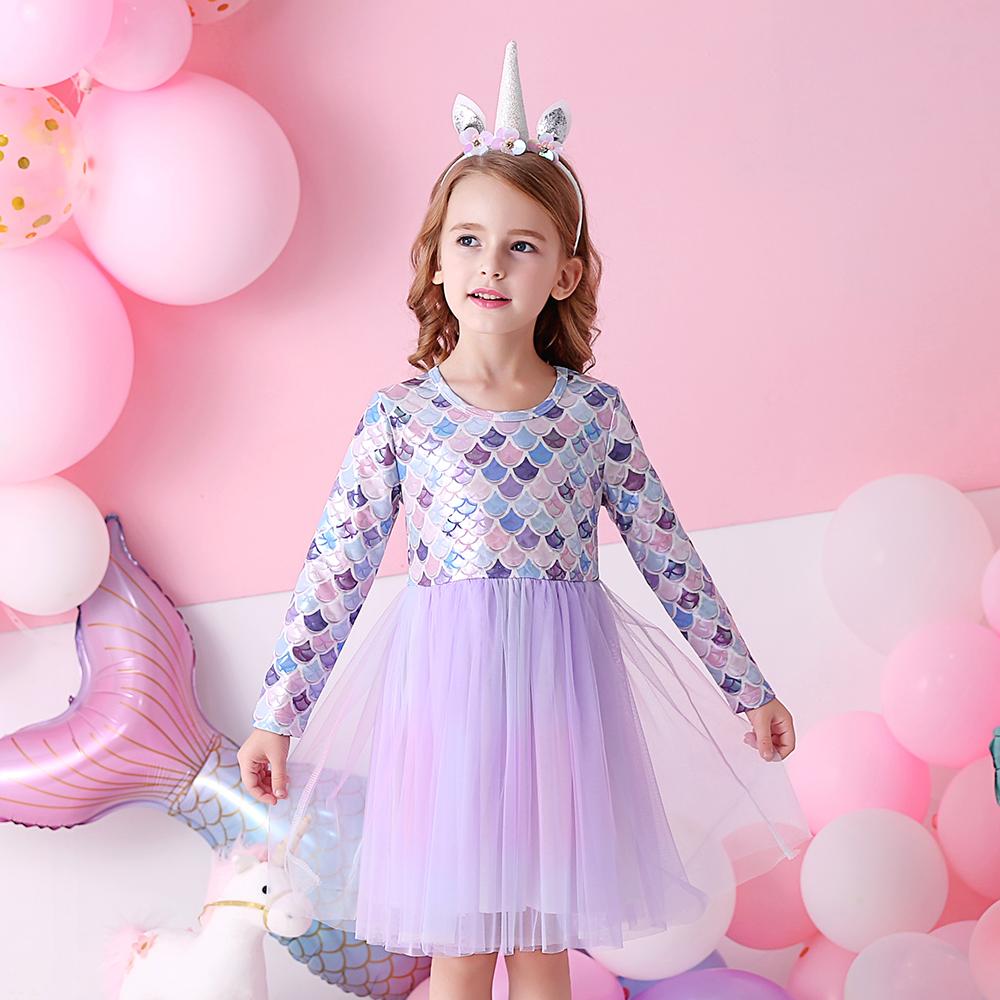 Purple Mermaid Princess Toddler Girl Tutu Dress for Party