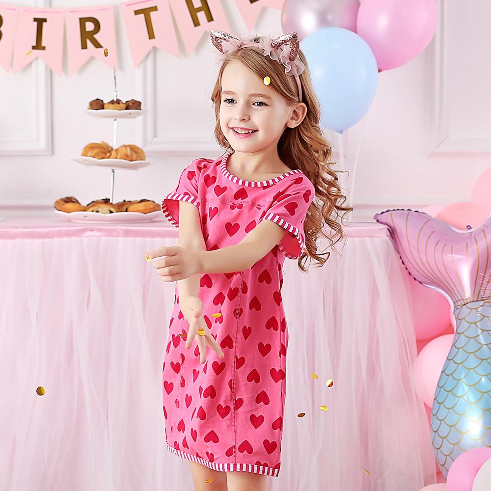 Love Heart Pattern Toddler Girl Cotton Short Sleeve A-Line Dress