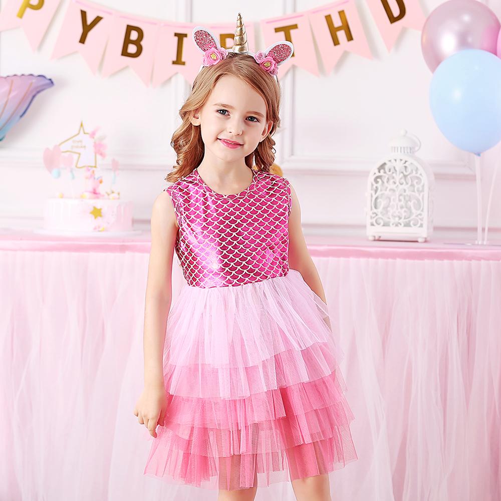 3-8T Princess Mermaid Toddler Tutu Girl Dress for Brithday Party
