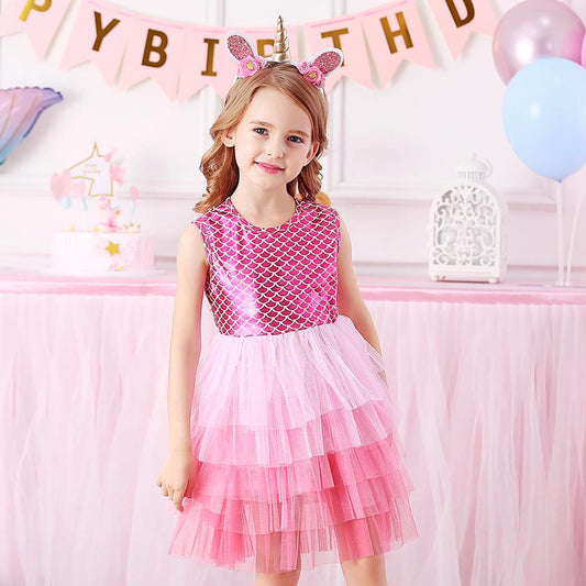 3-8T Princess Mermaid Toddler Tutu Girl Dress for Brithday Party