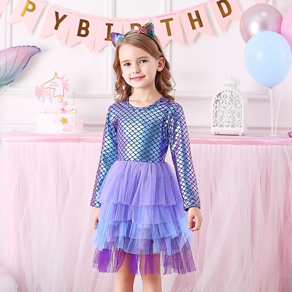 Purple Princess Mermaid Layered Tulle Toddler Girl Tutu Dress for Party