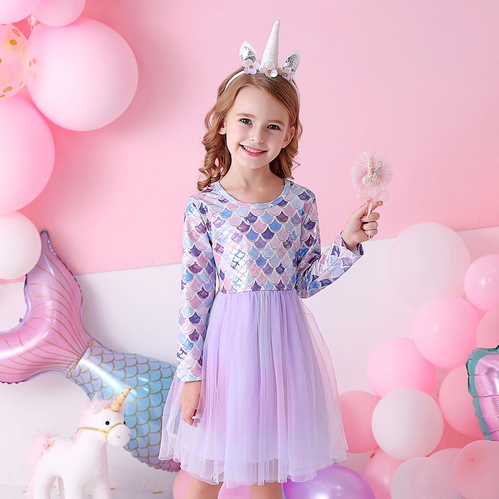 Purple Mermaid Princess Toddler Girl Tutu Dress for Party
