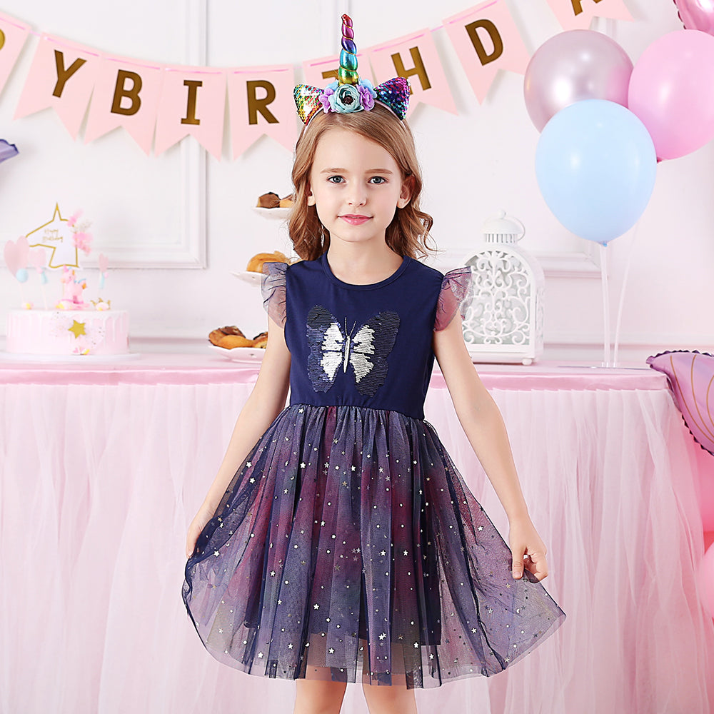 Butterfly Perler Beads Toddler Tutu Girl Dress for Daily Party 3-8T