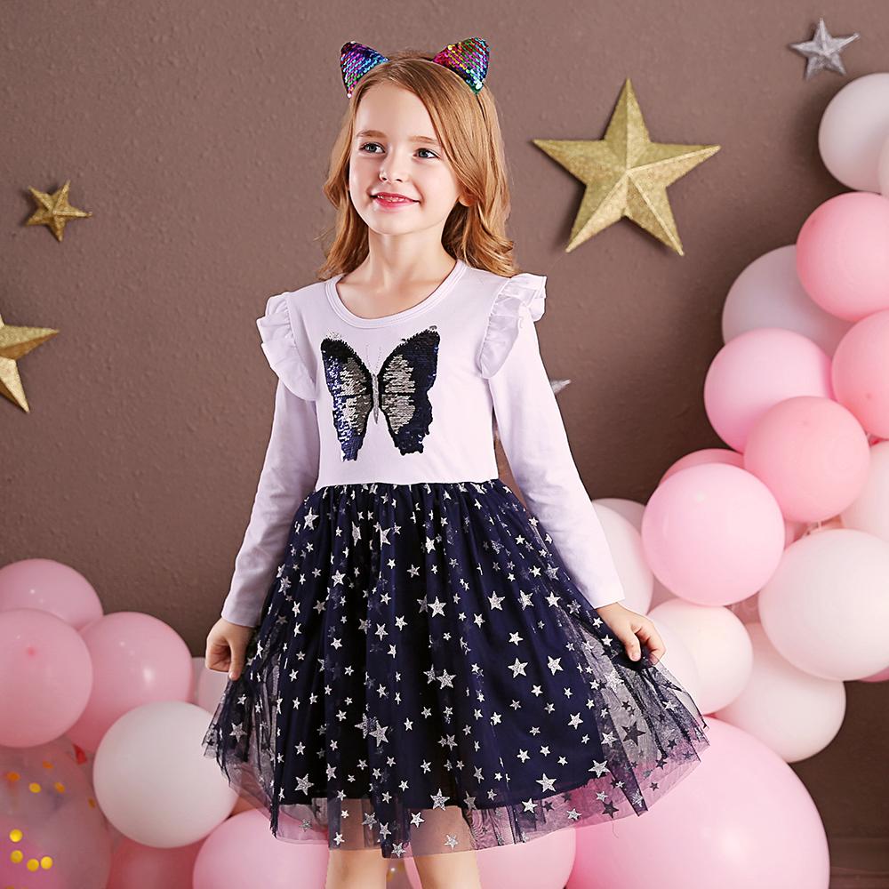 Butterfly Sequined Star Printed Tulle Lovely Toddler Tutu Dress
