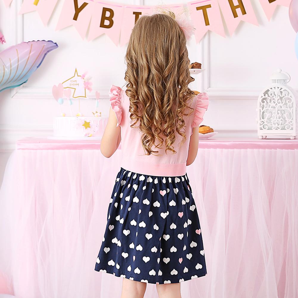 Love Sequined with Butterfly Bow Toddler Girl Short Sleeve Cotton Dress