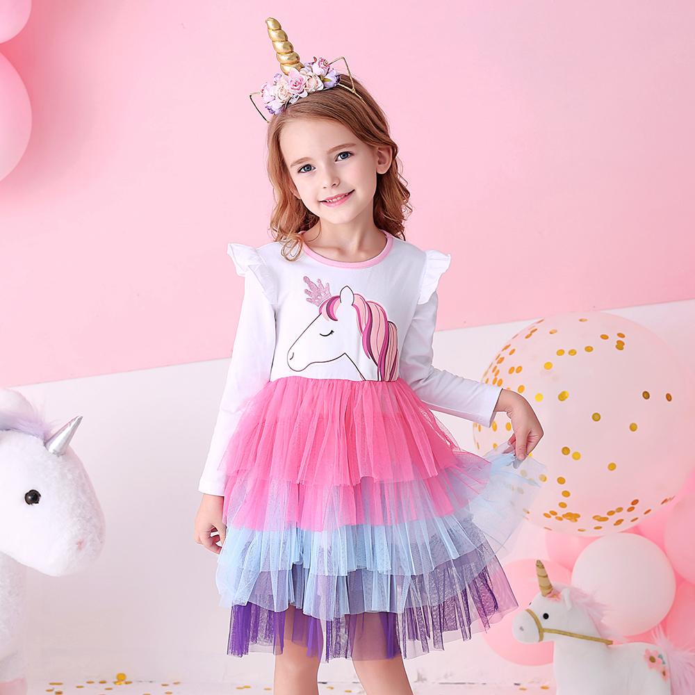 Cartoon Unicorn Colorful Layered Tulle Toddler Girl Tutu Dress