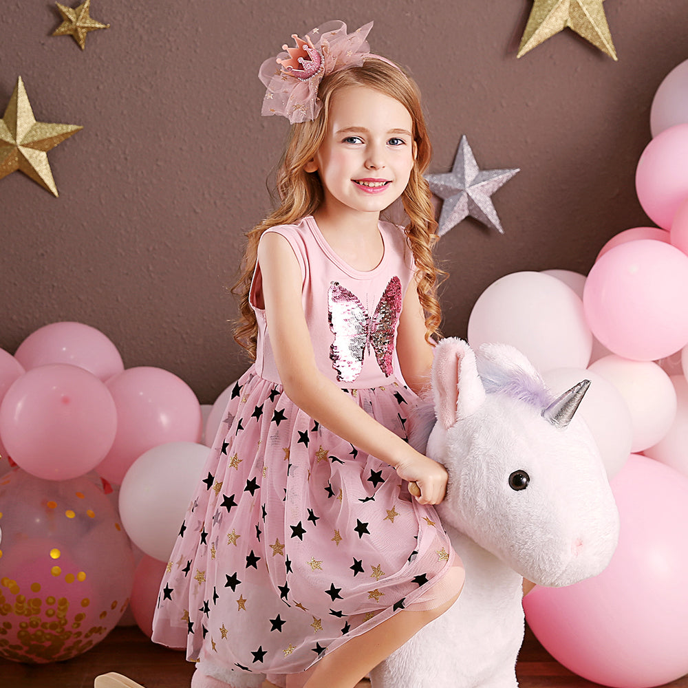 Bling Butterfly Beads Toddler Tutu Dress with Star Soft Tulle